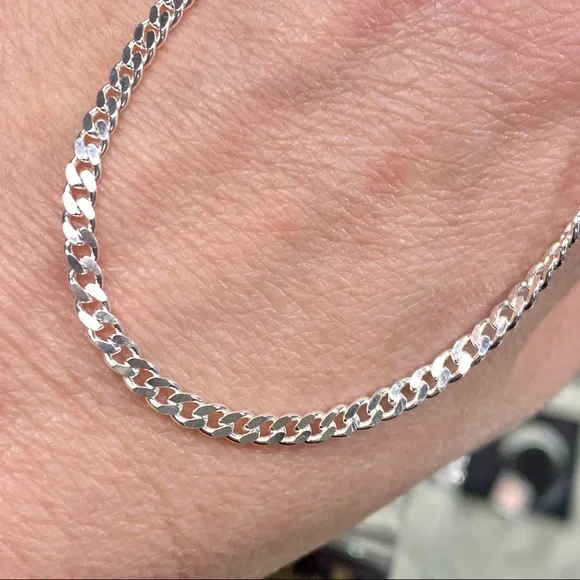 925 Sterling Silver Curb Link Cuban Chain Necklace - Picture 6 of 12